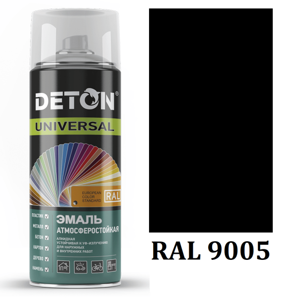 DETON / Черная матовая 9005 аэрозоль 520мл (12шт)